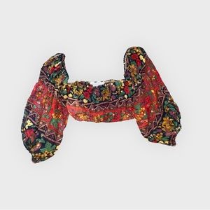 off the shoulder - boho cropped flower shirt